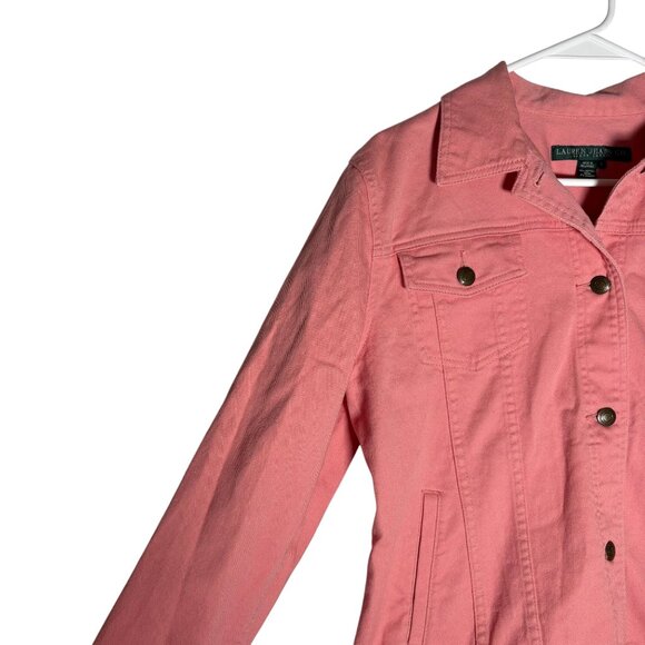 Lauren Jeans Co. Pink Button-Front Denim Jacket Size Womens L - Picture 2 of 5